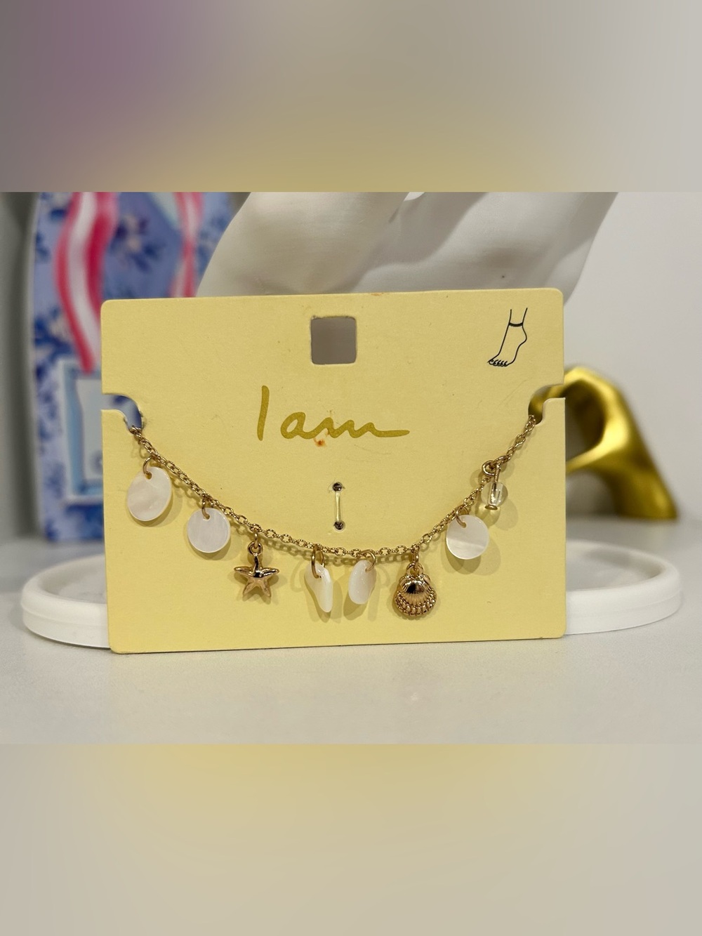 Gold Shell & Mother-of-Pearl Charm Anklet